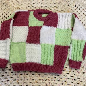 Rose, lime and white jumper