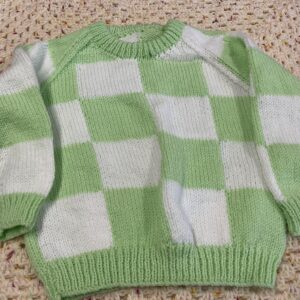 Lime and white chequer jumper